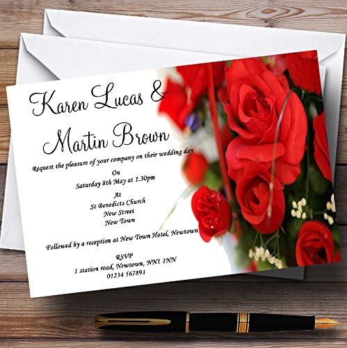 Romantične crvene ruže personalizirane večernje prijemne pozivnice
