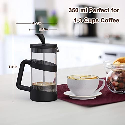 RAINBEAN Mini francuski aparat za kafu 12 oz, lonac za kafu za kampiranje kafe, mala francuska presa i presa