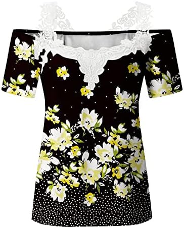 Majice Pulover Ženski proljeće Ljeto tiskovina Lace casual majica s kratkim rukavima Vruća