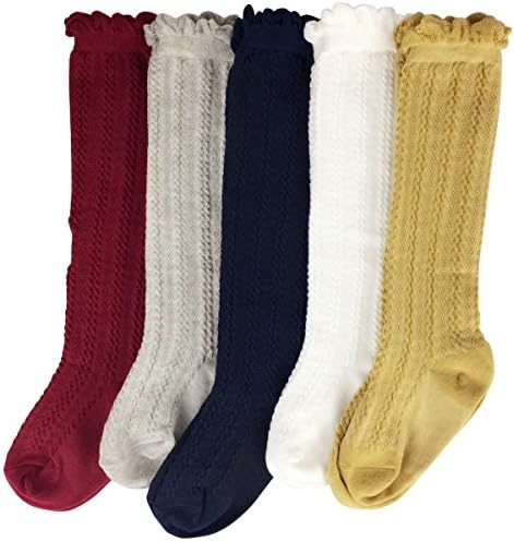 Jastore 5 parovi / 3 pari unisex baby girl dječak čipkajte čarape pletene čarape visoke pamučne čarape