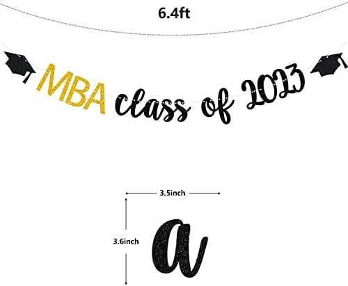 Gold Glitter MBA klasa 2023. Baner - High School / College Diplomirani čestitke Viseći ukrašavanje-čestitke