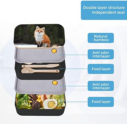 Funny Fox ručak Bento kutija s nadograđenim podesivim remen, neprekibinim posudom za prehrambenu