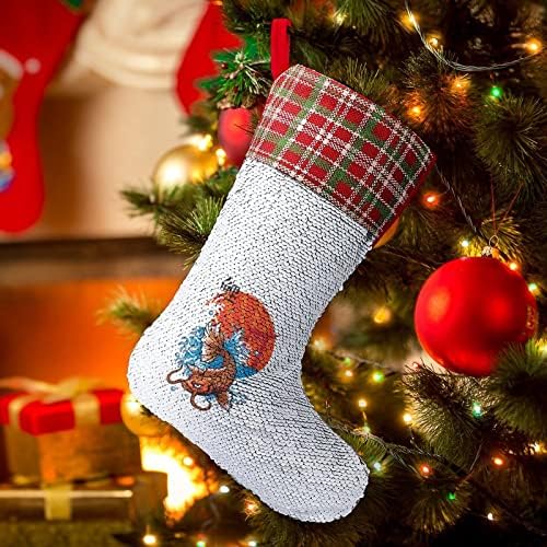 Vintage Koi Fish Sequin Božićne čarape Sjajni zid viseći ukras ukrasa za Xmas Tree Holiday Party