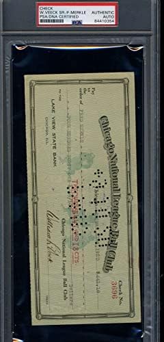 Fred Merkle PSA DNK Cert Slabbed potpisan 1920 Chicago Cubs platnom spisku autogram
