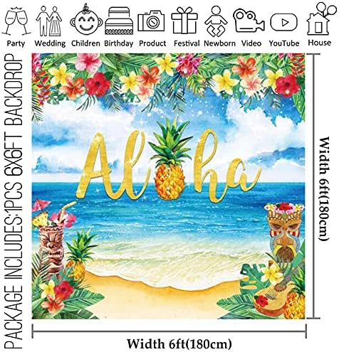 120x96inch tkanina Aloha pozadina Luau dekoracije za havajske zabave tropska plaža Leis Photo Booth ljetni