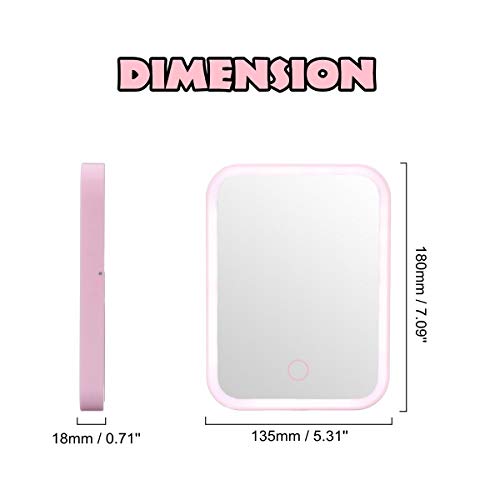 Pink ogledalo za šminkanje，ogledalo za šminkanje Meki LED ekran osetljiv na dodir Podesiva osvetljenost desktop