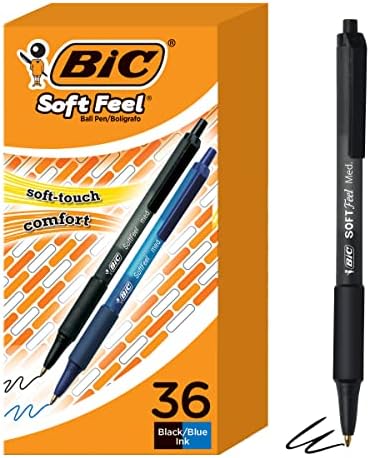 BIC mekani osjećaj uvlačećim kugličnim olovkama, srednje tačke, 36-grof paket, crni i plavi i bic okrugli