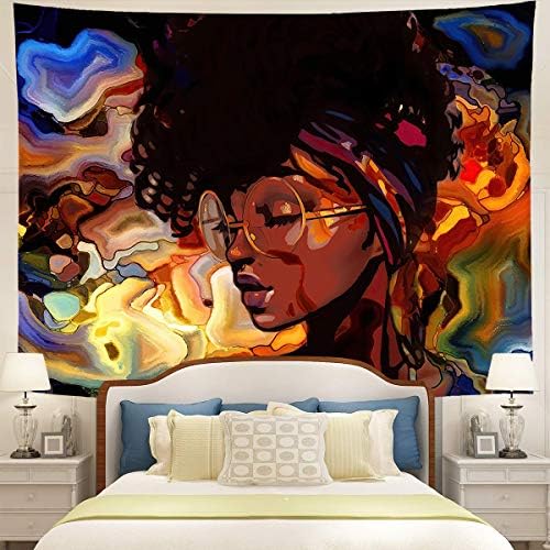 Geves crna djevojka afričke američke žene tapiserije Veliki zidni viseći tapiserija za spavaću sobu dnevni boravak