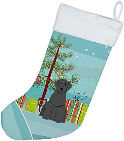 Caroline's bysures BB4191CS veseli božićno drv gigant šnaucer božićne čarape, kamin Viseće čarape