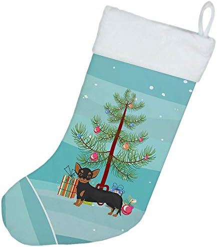 Caroline's bysures CK3816CS crni i tan chiweenie božićne božićne čarape, kamin Viseći čarape Božićna