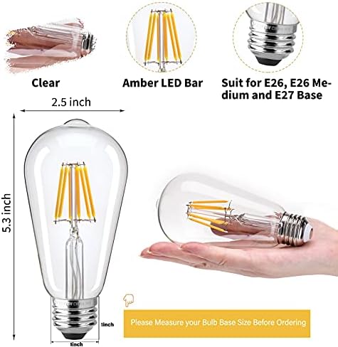 Brightown Edison sijalica, 4 pakovanja 540 lumena 6w LED sijalice 60 W ekvivalentno, E26 Vingtage LED sijalice