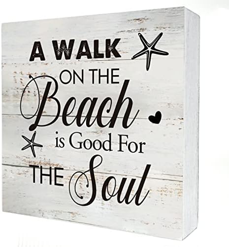 Kuća na plaži Šetnja plažom je dobra za dušu Drvena kutija Potpisna dekor Rustikalni drveni blok plaketa