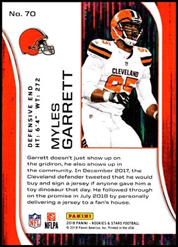 2018 Rookies and Stars Fudbal 70 Myles Garrett Cleveland Browns Službena NFL trgovačka kartica