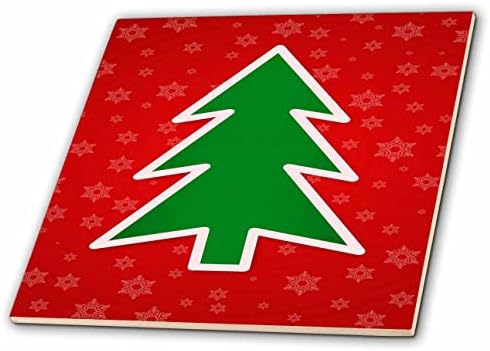 3drose božićno drvo na crvenoj pozadini sa pahuljicama-pločice
