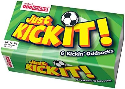 Just Kick It-Box of 6 Oddsocks za dječake-US 13.5-7 UK 12-6 EUR 30.5-39
