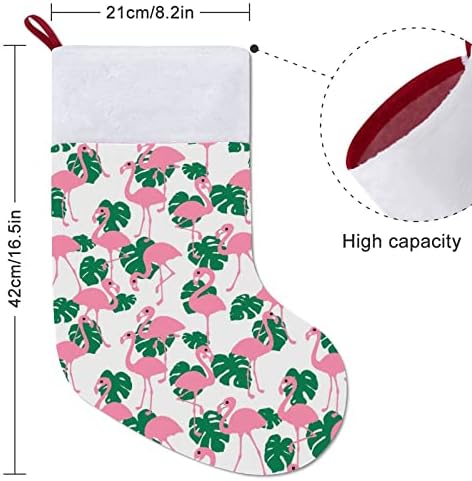 Pink flamingosov uzorak personalizirani božićni čarapa Xmas kamin Porodični zabava Viseće ukrase