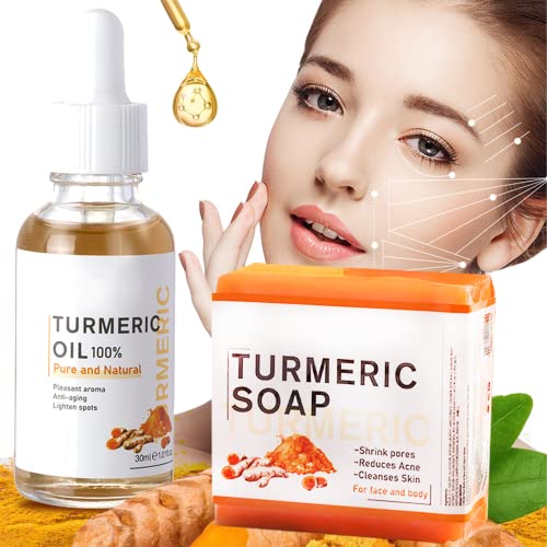 Turmeric Soap Bar, Turmeric dark spot Corrector Serum, Turmeric Oil Serum Kurkuma sapun za