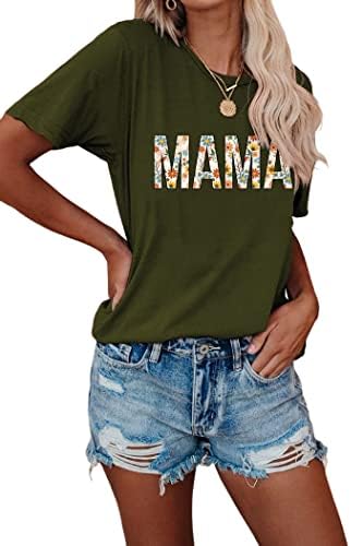 TSMNZMU Ženska mama grafička košulja Crewneck mama dječaka Funny majica Majčin pokloni Dječački mama kratkih