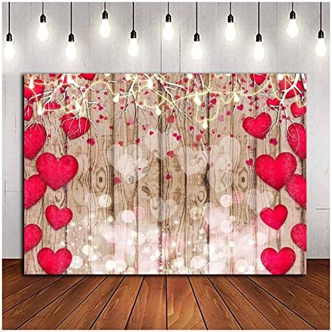 Crvena Ljubav Srce Valentinovo Vintage rustikalno Drvo tema fotografija pozadine 7x5ft Majčin dan
