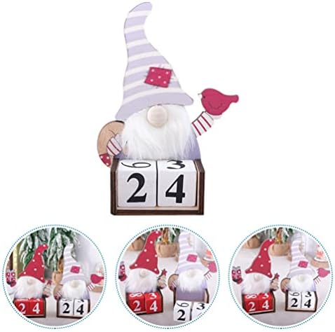 Božić drvena Advent Kalendar Block: Perpetual Desk Calendar Santa Gnome stol ukras za Božić Holiday Office
