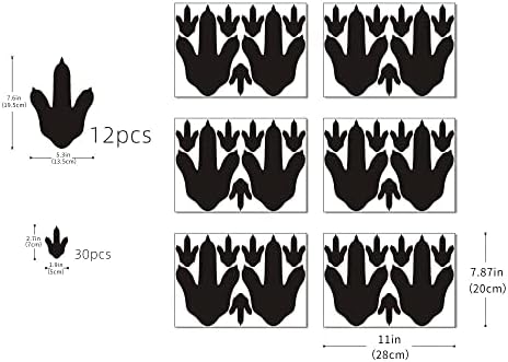 Yuanan Black Dinosaurs Footprints Zidne Naljepnice 42 Kom Visokokvalitetne Naljepnice Za Uklanjanje Vinila