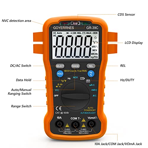 GoyerNrnes Digitalni multimetar 6000 broji AC DC voltmetar, struja, kapacitet, frekvencija, dežurna