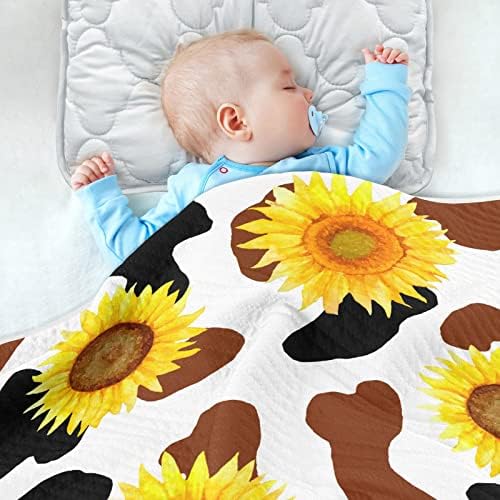 Cataku kravlje životinjski print suncokret za bebe pokrivač za dječake Djevojke pamučni mali toddler pokrivač