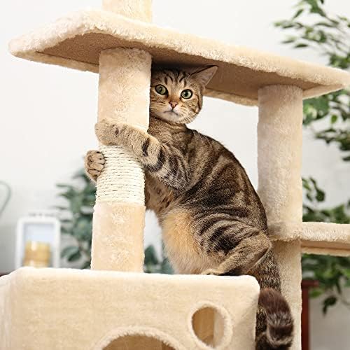 WYFDP Cat Kitten drvo za grebanje sa igračkom miša na gornjem krevetu za opuštajući Meki San Scratch Sisal