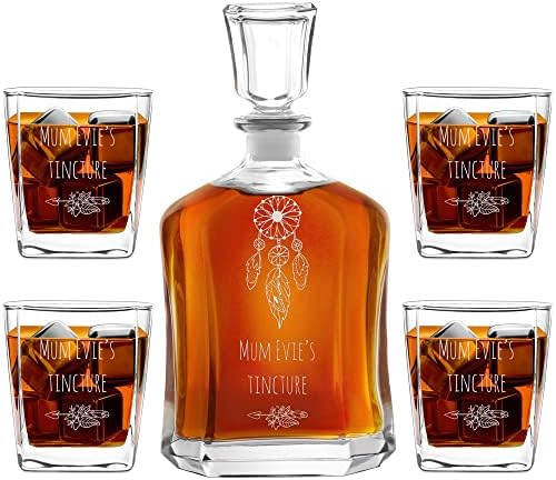 Maverton Whisky carafe + 4 naočare sa graviranjem-23 fl oz. klasični alkoholni alkohol za nju-10 fl