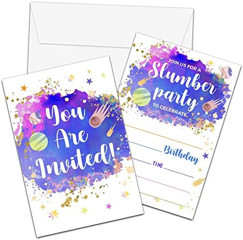 Galaxy Slamber rođendan Poziv sa kovertama - pozivnica za rođendanske zabave za djevojčice