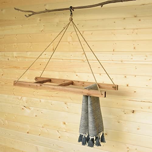 Moj otmjeni dom rustikalni industrijski stil viseći drveni stalak za ljestve | stropni Lan Pot Pan Utility