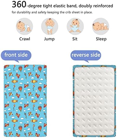 The AwoPlane Tema sa montirani mini kreveti, prenosivi mini listovi krevetića Mekani i rastezljivi pričvršćeni