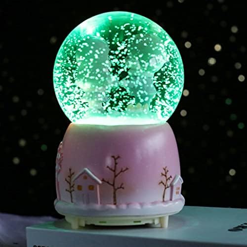 Hmggdd Creative Color Lights plutajuće snježne pahulje Bijela mjesečina Par Glass Crystal Ball Music Box Tanabata