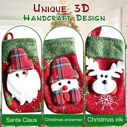 Božićne čarape, set od 6 božićnih čarapa Personalizirani kamin sa Snowman Reindeer Xmas Viseći čarape za