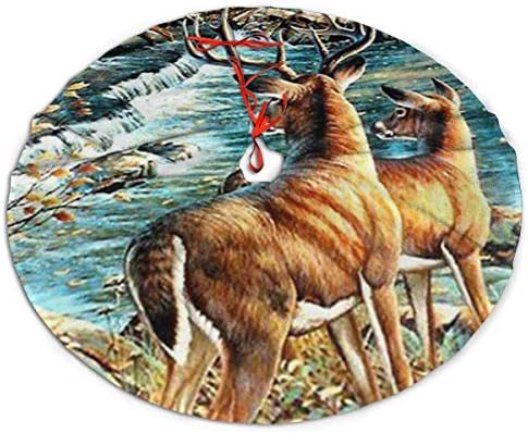 Lveshop sretan Božić Art Elk Božićna suknja Luksuzna okrugla zatvorena vanjska mat rustikalna Xmas Tree Odrezi