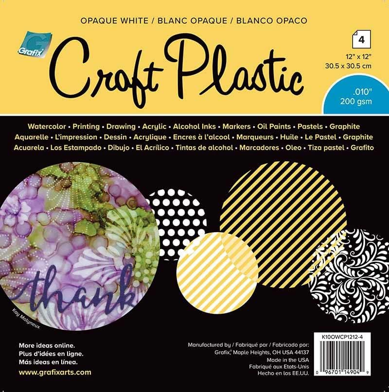 Grafix Craft plastični listovi 12 x12 4 / pkg-neproziran bijeli .010, multi