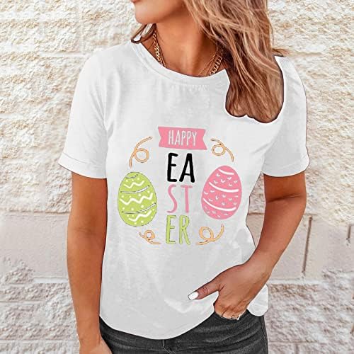 Cggmvcg Uskršnja košulja za žene Ženska Moda kratki rukavi Uskršnji Print okrugli vrat majice