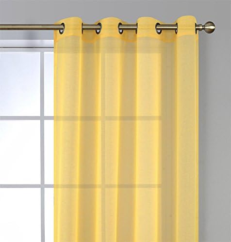 Miuco 2 panele Grommet Teksturirane čvrste čiste zavese 84 inča duže za dnevni boravak žuti