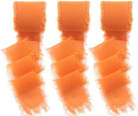 Leeqe narandžasta šifonska ručna ručka ručno rađena ručno izrađena 3,5 rola 1,5 inča x 7 mlica postavljene