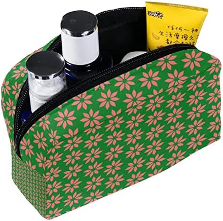 Travelna torba za šminku, kozmetička torba Make up Case Organizator, za žensku torbicu za toaletne potrepštine Oprema Četke, ružičasti cvijet zeleni sretan Božić
