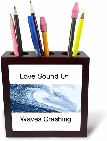 3drose slika ljubavnog zvuka talasa koji se ruše sa slikom okeanskog talasa-držači olovke za pločice