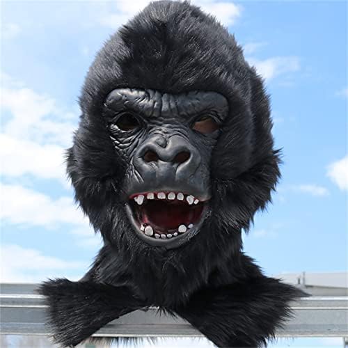 Edlike Realistic Gorilla maska, puna glavna maska ​​za majmuna, otvor ušća Gorilla maska, krznena plišana majmunska maska ​​za karneval za Noć vještica