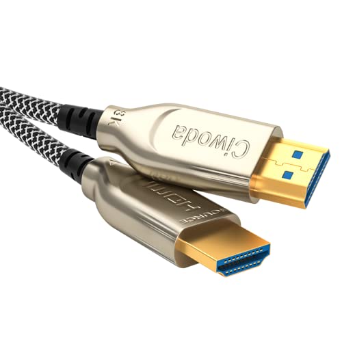 CIWODA 8K vlaknasti optički HDMI kabel 50ft, najlonska pletenica HDMI 2.1 kablovski nosači 8k