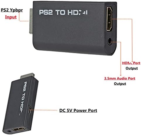 YLHXYPP prijenosni PS2 do HDMI 480i / 480p / 576i Audio Video Converter sa 3,5 mm izlazom podržava sve