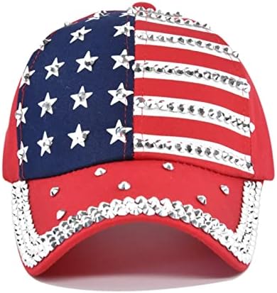 Američka zastava šešir za žene muškarci bejzbol kape Sparkle Rhinestone SAD Zastava šešir Patriotski Bling