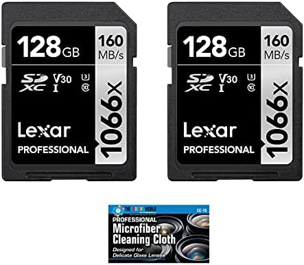 Lexar 128GB Professional 1066X SDXC Klasa 10 UHS-I memorijska kartica 2-paket sa krpom od mikrovlakana
