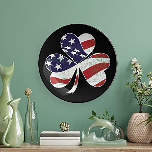 Američka zastava Irska Shamrock St Patricks Dan smiješna kost Kina Dekorativna ploča okrugla keramičke