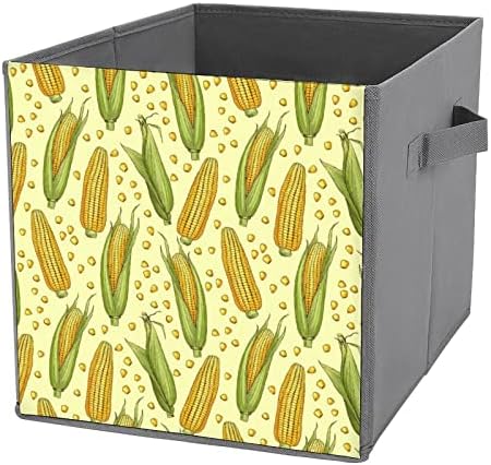 Žuti kukuruzni uzorak smapljive kocke za skladištenje tkanine 11 inča Sklopivi kanti za skladištenje s ručkama