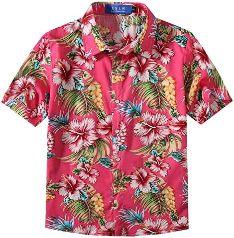 SSLR Big Boys havajska košulja pamuk Casual kratki rukav sa dugmadima