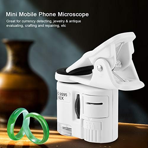9595w 60x mini mikroskop za mobilni telefon, 58 * 55 * 22mm / 2.3 * 2.2 * 0.9 u podesivom lupu sa LED svjetlom
